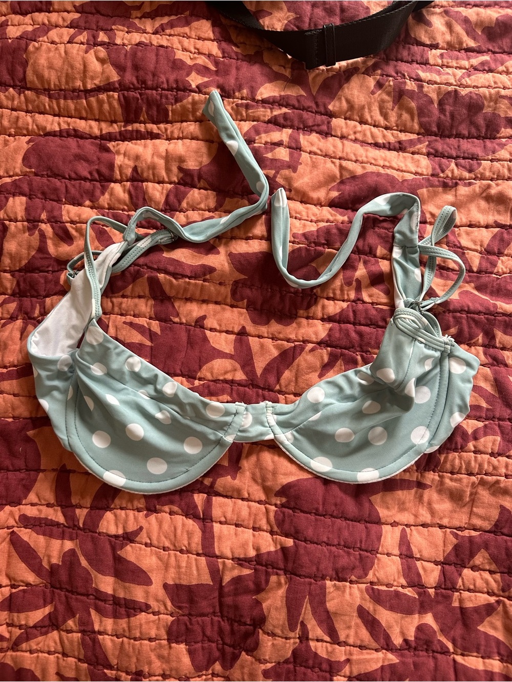Polka Dot Underwire Bikini Top in Mint Green
